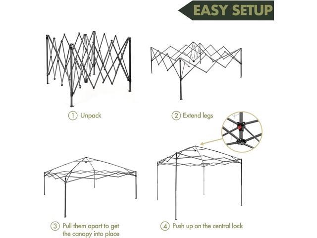10x10 Heavy Duty Pop Up Canopy Tent - One Person Setup, UPF 50+, With Roller Bag, Sandbags & Stakes