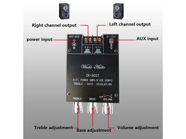 ZK-502MT 2*50W Bluetooth 5.0 Subwoofer Amplifier Board 2.0 Channel High ...