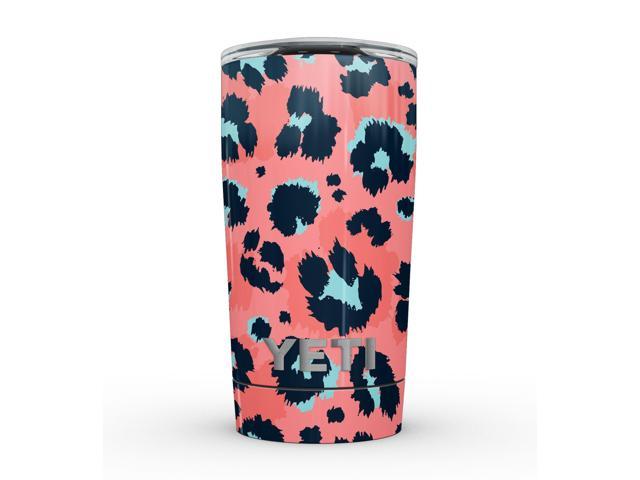 Leopard Coral and Teal V23 // Skin Decal Wrap Cover for Yeti Tumbler, Rambler, Colster Cups + Coolers - Colster