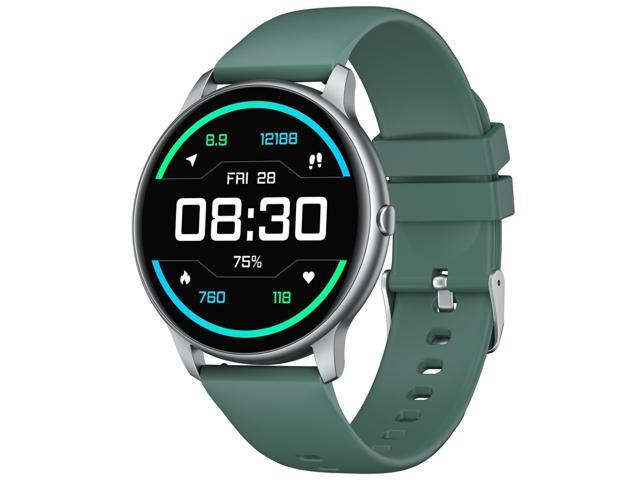 YAMAY Smart Watch Compatible iPhone and Android Phones IP68 Waterproof, Watches for Men Women Round Smartwatch Fitness Tracker Heart Rate Monitor Digital Watch with Personalized Watch Faces Green