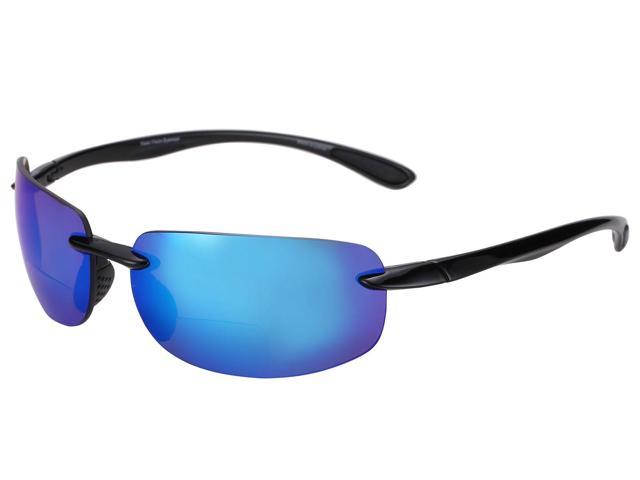 The Influencer Polarized Bifocal Reading Sunglasses Black Open Road Blue 25 