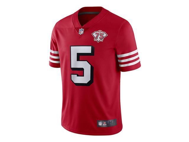 Men's San Francisco 49ers #5 Trey Lance 2021 75th Anniversary Red