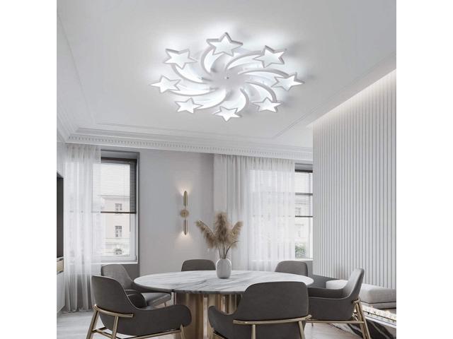 Chic Flush Mount Acrylic Ceiling Chandelier Lighting for Living Room Bedroom Garwarm 80W LED Modern Ceiling Light 3 Heads Squares Dimmable Ceiling Lamp Fixture with Remote Control Gold 