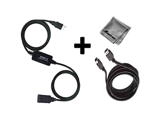 50ft USB 2.0 Extension & 10ft A Male/B Male Cable for Lexmark T650N Mono Laser Printer