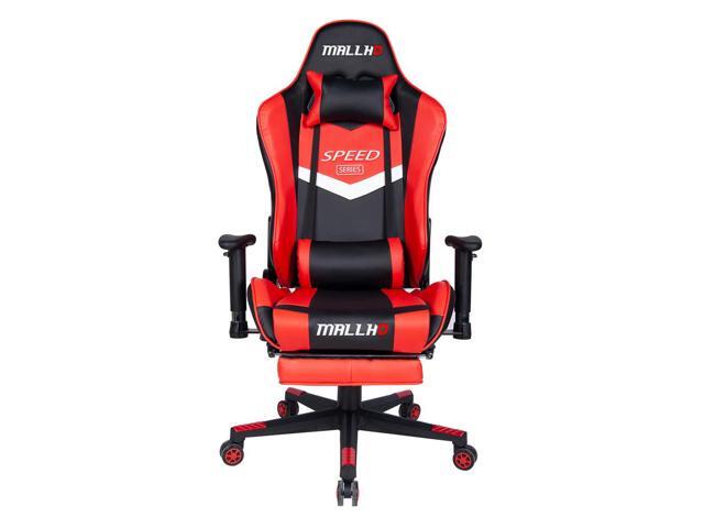 Ergonomic Gaming Chair High Back Swivel Racing Office Chair PU Leather Sturdy Metal Frame with Adjustable Armrests and Footrest Red