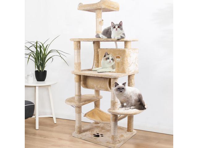 Multi-Level Cat Tree Scratching Post Tower Condo Furniture Beige 