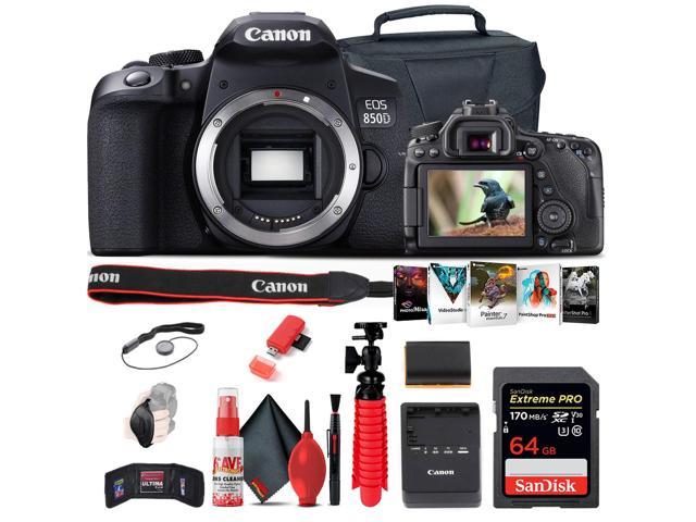  Canon EOS 4000D (Rebel T100) DSLR Camera w/Canon EF-S 18-55mm  F/3.5-5.6 Zoom Lens + Case + Sandisk 64GB Memory Card + 3pc Filter Kit +  Card Reader + Cleaning Kit (