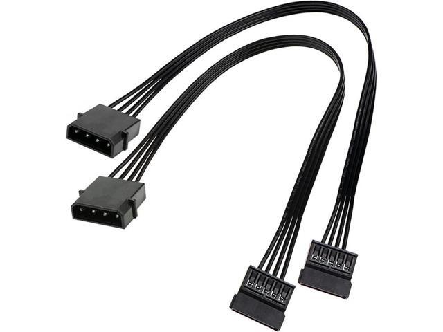 Molex To 2x SATA Power Adapter – 4-Pin Male Molex To 2x 15-Pin Female SATA, K One Cable
