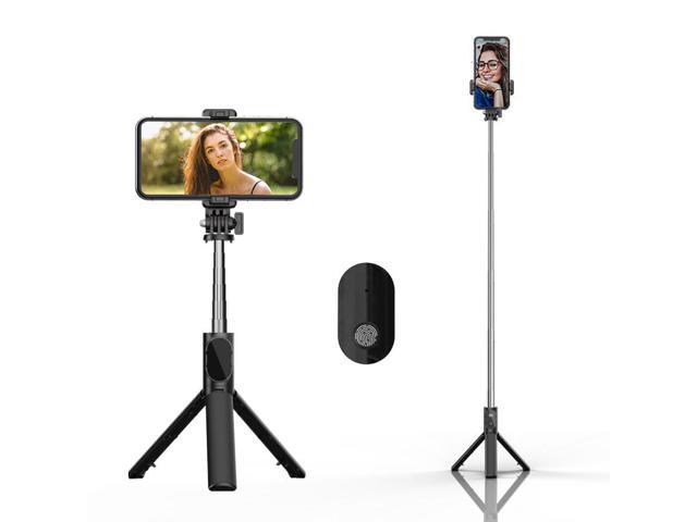 Selfie Stick Tripod Black Extendable 3 in 1 Aluminum Bluetooth Selfie Stick with Wireless Remote and Tripod Stand for iPhone 13/13 Pro/12/11/11 Pro/XS Max/XS/XR/X/8/7 Samsung Smartphones 
