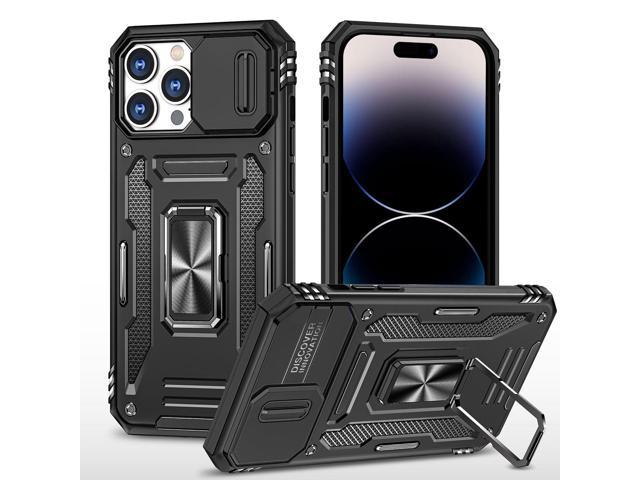 SZYG for iPhone 14 Pro Max Case with Stand Slide Camera Cover, Heavy Duty Shockproof Rugged Protective Phone Case Rotate Ring Kickstand Magnetic Case for iPhone 14 Pro Max (6.7").