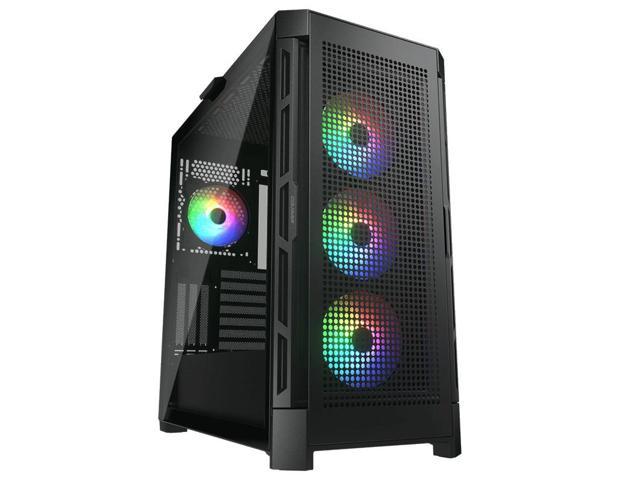 COUGAR DuoFace Pro RGB Black ATX Mid Tower Gaming Case, 390mm GPU supported, built-in Front 120mm ARGB Fan x3 & Rear 120mm ARGB Fan x1, with Mesh & Tempered Glass Front Panels