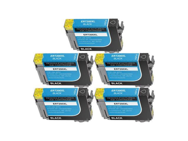 5 Pack High Yield Black Ink Cartridge For Epson 200xl T200xl120 T200xl420 Compatible With 7633