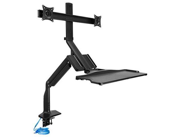 Mount-It! Dual Monitor Sit Stand Workstation with Gas Spring Arm ...