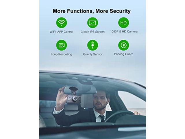 Mini Dash Cam - Front and Rear 2K Surfola Dual Car Camera 2560x1440P, 3  inch IPS Screen, 170° Wide Angle, Parking Mode, WDR, Accident Record