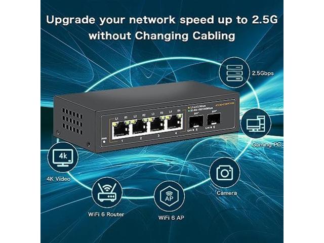 10-Port 2.5G Ethernet Switch – 8 X 2.5G RJ45 + 2 X 10G SFP+, Fanless Metal, Plug & Play With VLAN Option