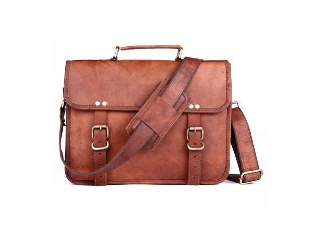 ANUENT 14 Inch Genuine Leather Messenger Bag Vintage Brown Small ...