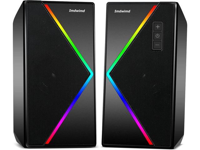 PC Speakers USB Pair Desktop Computer Speakers with Enhanced Stereo Colorful 6-Modes RGB Light Clearance