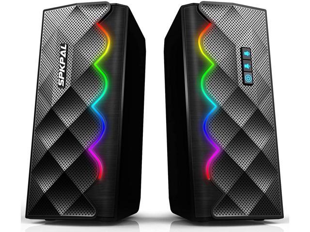 RGB Desktop Speakers,2.0 PC Computer Speakers with Dynamic RGB Light,USB-Powered 3.5mm Aux Cable & Bluetooth 5.0,Easy-Access Volume Control, Enhanced Sound for PC Gaming Laptop,Monitor