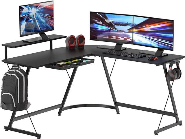 Computer Gaming L-Shaped Desk with Monitor Stand for Home Office