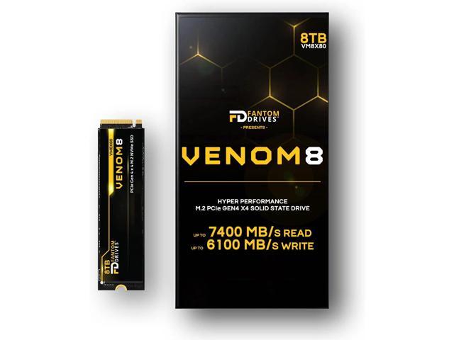 Fantom Drives VENOM8 8TB NVMe Gen 4 M.2 2280 Internal SSD for Gaming PC & Laptops - Up to 7400MB/s Read Speed - 3D NAND TLC 8TB NVMe M.2 (VM8X80)