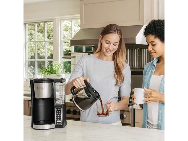 Restored Ninja 12Cup Programmable Coffee Maker with Classic and Rich Brews,  60 oz. Water Reservoir, and Thermal Flavor Extraction (CE201),  Black/Stainless Steel (Refurbished) 