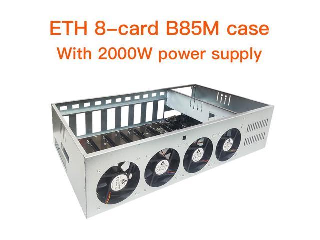 (with 2000W PSU) mining equipment case 8 GPU mining case, with 4 powerful cooling fans and mining motherboard (without GPU), for BTC / eth / Zec GPU mining equipment, with memory card mc02
