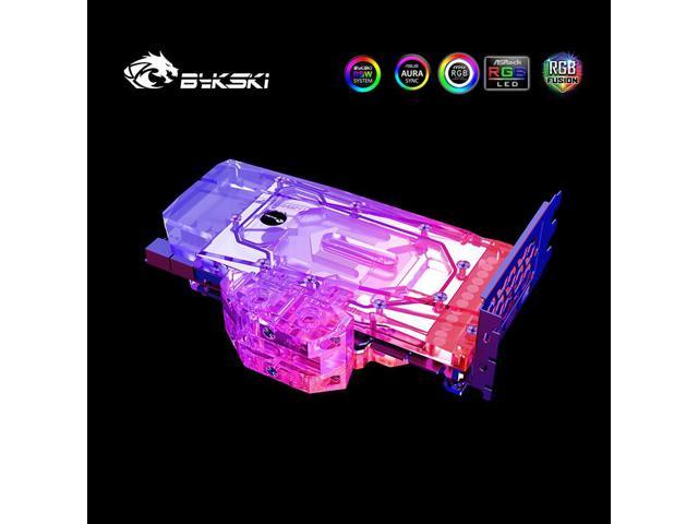 Bykski GPU Waterblock Sandwich Style Full Cover GPU Water Cooler Block PC Liquid Cooling Cooler Backplate for Colorful iGame Battle-Axe RTX 3090 3080Ti 12V 4Pin RGB Lights
