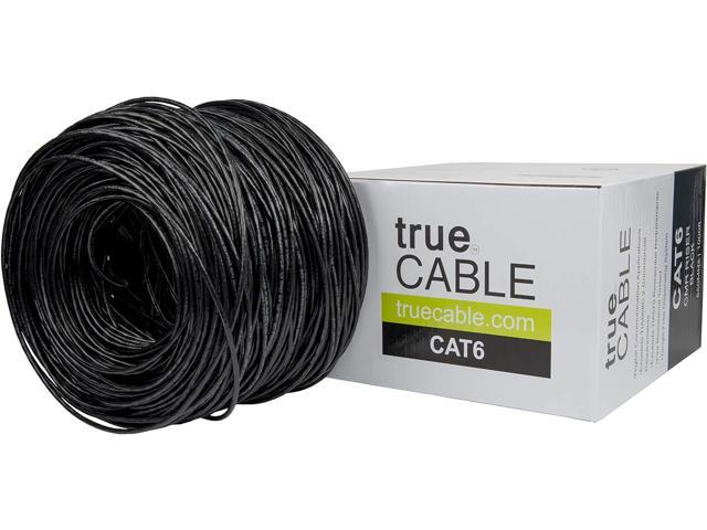 trueCABLE Cat6 Riser (CMR), 1000ft, Black, 23AWG 4 Pair Solid Bare