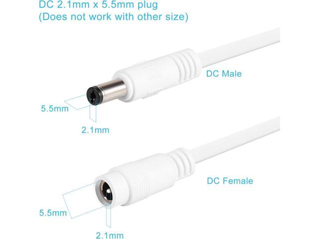 LED White Car 2 Pack DC Power Extension Cable 10ft 2.1mm x 5.5mm Compatible with 12V DC Adapter Cord for CCTV IP Camera 