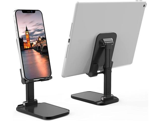 Cell Phone Stand and Mirror Dual-Use Cellphone Tablet Stand Holder for Desk White Tablet Stand Adjustable Compatible with Mobile Phones/Tablets Under 8 inches 