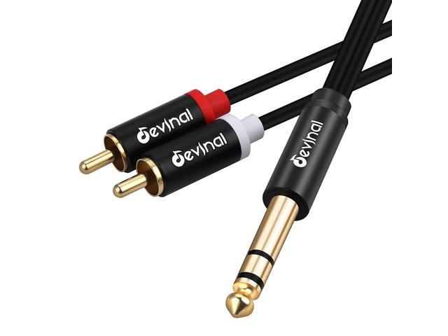6.35mm 1/4" Plug to 2 RCA Female Jack Audio Adapter Y Splitter Converter Stereo