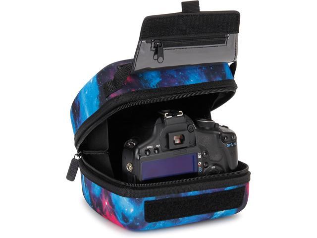 Olympus and More Padded Interior and Rubber Coated Handle-Compatible with Nikon Canon Black Pentax with Molded EVA Protection Quick Access Opening USA GEAR Hard Shell DSLR Camera Case 