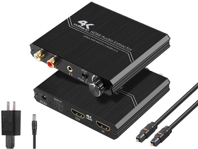 skandale God følelse Vågn op 4K@60HZ HDMI Audio Extractor, HDMI 2.0b Audio Splitter Converter, HDMI to  HDMI + Optical Toslink SPDIF + 3.5mm Stereo Audio with Control Output Analog  Volume Knob Compatible for PS5/4/3/Blu-ray player Set-Top Boxes -
