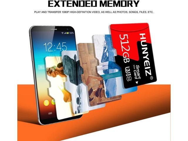 Micro SD Card 512GB Memory Card for Smartphones/Bluetooth Speaker TF Card 512GB Micro Memory SD Card Fast Speed Memory Card Class 10 with Free SD Card Adapter 