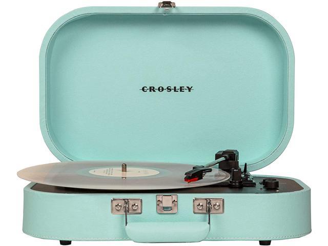 Crosley CR8009A-SEA Discovery Vintage Bluetooth 3-Speed Belt-Driven Suitcase Turntable Seafoam 