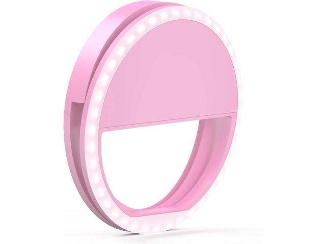 TALK WORKS Selfie Ring Light Compatible w/iPhone 13/13 Pro/13 Pro Max/14/14  Plus/14 Pro/14 Pro Max, Android, iPad, Laptop Clip On LED Computer Webcam Video  Lighting (Pink)