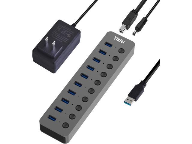 Powered USB Hub, Tikier USB 3.0 Splitter Includes 10 BC 1.2 Charging Port  with Individual Power Switches and LEDs for Laptop, Printer, Mouse, PC, USB  Flash Drives and More - Newegg.com
