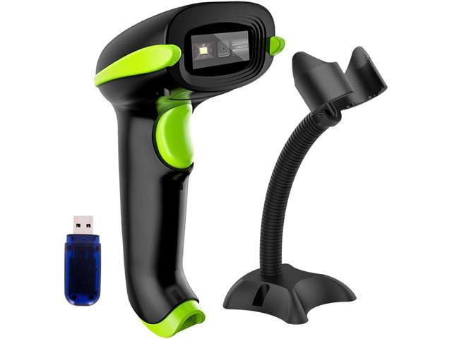 Fesjoy Barcode Scanner Handheld Barcode Scanner 1D Code Scanner 2.4G Wireless & USB Wired Bar Code Reader Compatible with Windows Android Mac Linux 