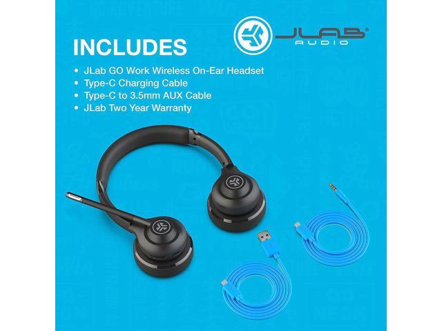 JLab Go Work Wireless Headsets with Microphone, 45+ Playtime PC Bluetooth  Headset and Multipoint Connect to Laptop Computer and Mobile, Wired or