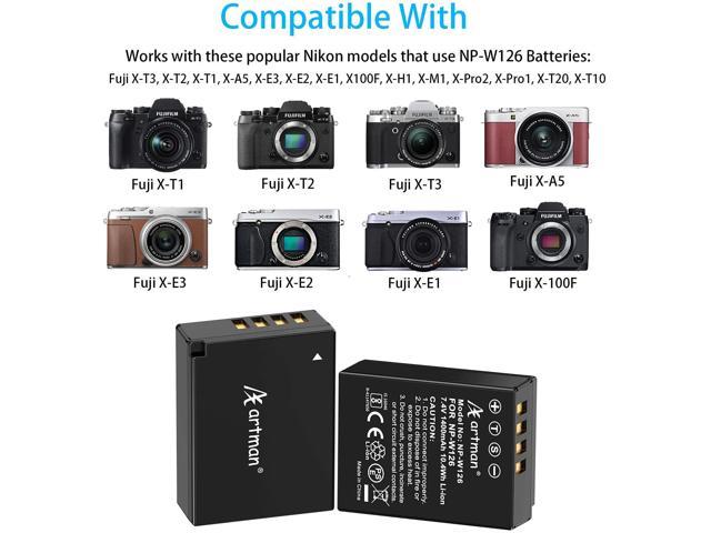 X-T10 X-E1 X-Pro1 2-Pack,1400mah X-M1 NP-W126/ NP-W126S Artman Replacement Battery and Dual USB Charger Kit Compatible with Fuji X-T3 X100F X-Pro2 X-T2 X-T20 X-H1 X-T1,X-A5 X-E3 X-E2 
