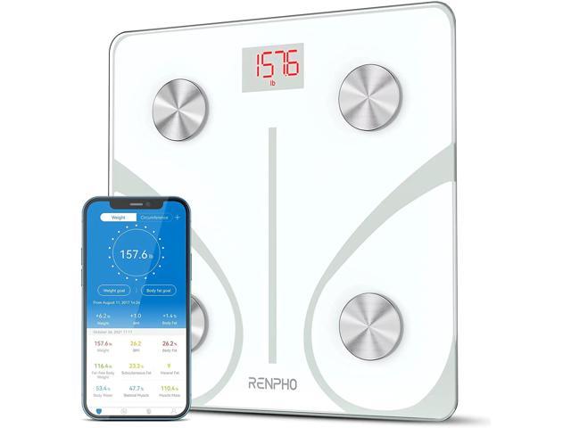 RENPHO Digital Body Weight Scale, Bluetooth Smart Scales for Weight, 400 lbs, White, Size: 11 inch x 11 inch x 0.8 inch