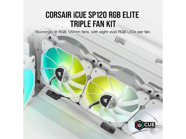 CORSAIR iCUE SP120 RGB ELITE Performance 120mm White PWM Triple Fan Kit with iCUE Lighting Node Fans - Newegg.com