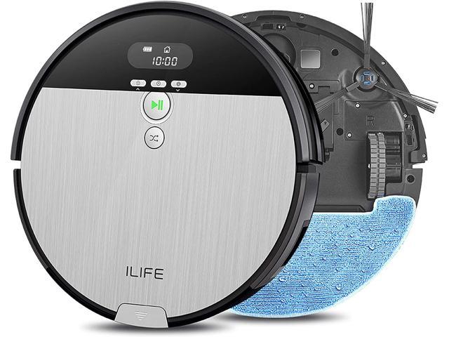 ILIFE V8s Robot Vacuum and Mop Combo, Big 750ml Dustbin, Enhanced Suction Inlet, Zigzag Cleaning Path, LCD Display, Schedule, Self-Charging Robot Vacuum Cleaner, Ideal for Hard Floor and Pet Hair.