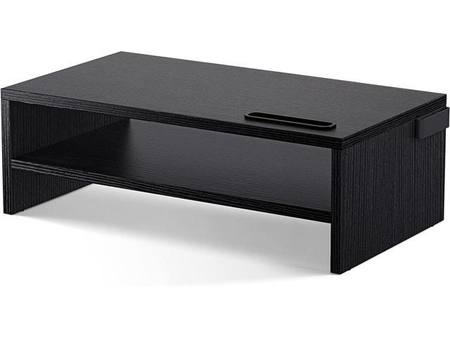 LORYERGO Monitor Stand - Monitor Riser 16.5 Inch, 2 Tier Computer Stand, Monitor Stand Riser W/Cellphone Holder & Storage Space, Desk Stand for Laptop, Printer, PC, for Home & Office -LEMS09