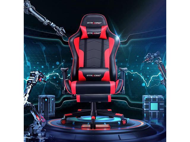 GTRACING Gaming Chair with Footrest Speakers Video Game Chair Bluetooth  Music Heavy Duty Ergonomic Computer Office Desk Chair Red