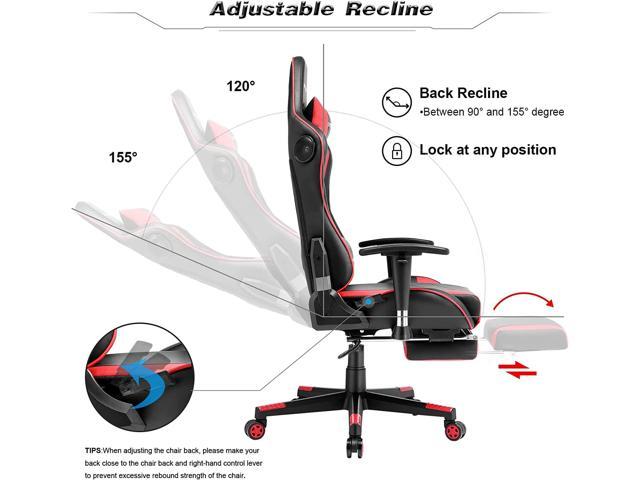 GTRACING Gaming Chair with Footrest Speakers Video Game Chair Bluetooth  Music Heavy Duty Ergonomic Computer Office Desk Chair Red