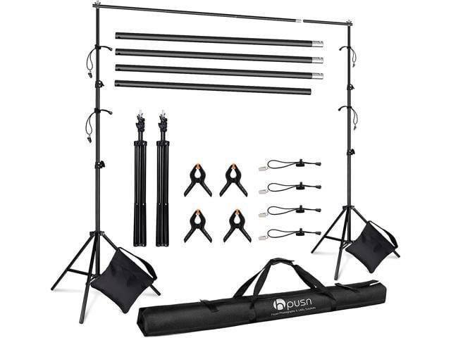 Hpusn Adjustable Backdrop Stand Kit 10ft: Photo Video Studio for Wedding  Party Stage Decoration, Background Support System Kit for Photography  Studio with Clamp, Sand Bag, Carry Bag 