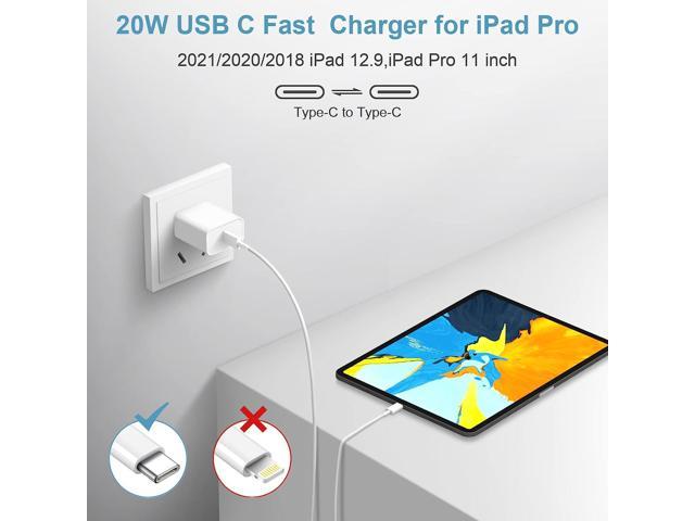 iPad Air 4th/5th Gen iPad Charger Fast Charging with 2 Pack 6.6ft USB C to C Charging Cable iPad Mini 6th Gen 20W PD USB C Wall Charger for iPad Pro 12.9/11 inch 2021/2020/2018 iPad Pro Charger 