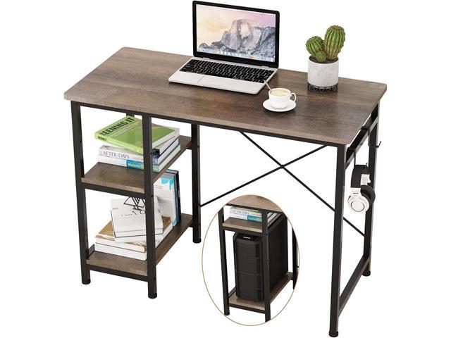 desk with shelves on right side