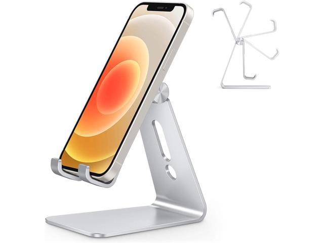 OMOTON Adjustable Cell Phone Stand, C2 Aluminum Desktop Phone Dock Holder  Compatible with iPhone 11 Pro, SE, XR, 8 Plus 7 6, Samsung Galaxy, Google  Pixel and More, Silver 